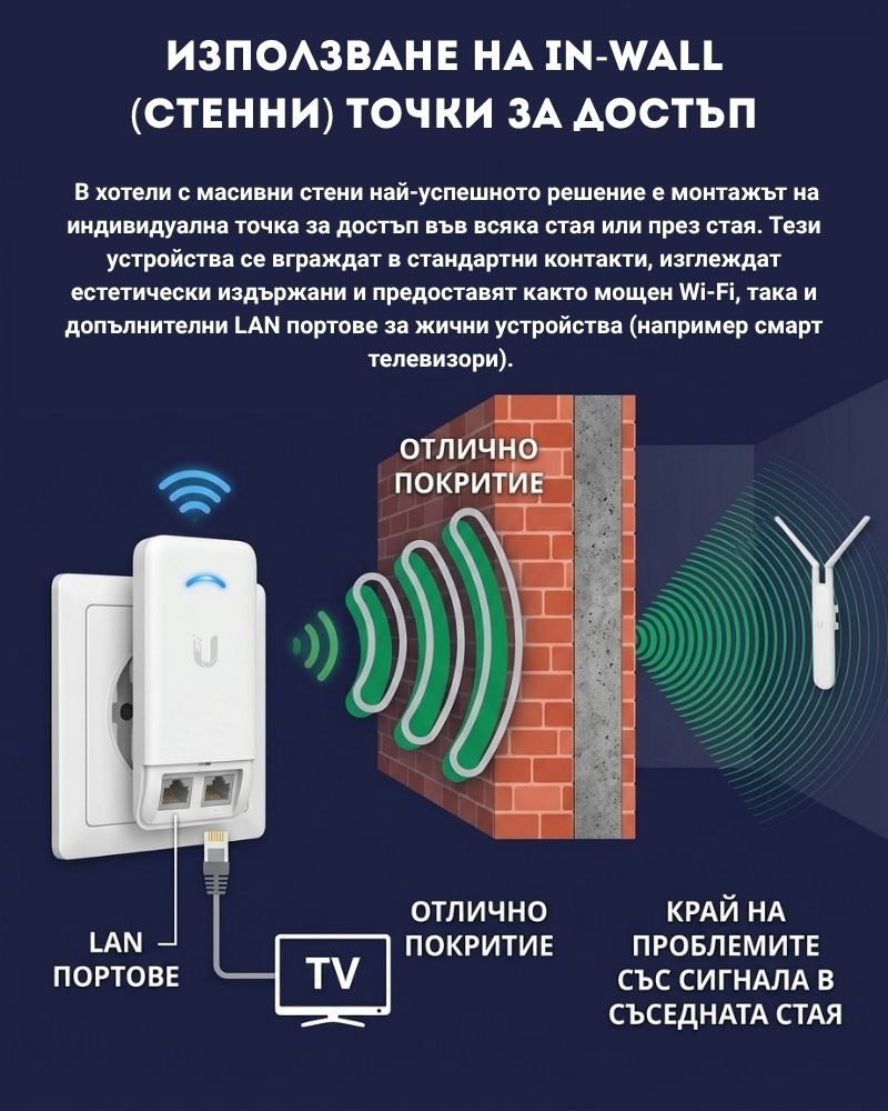 Използване на In-Wall (стенни) точки за достъп