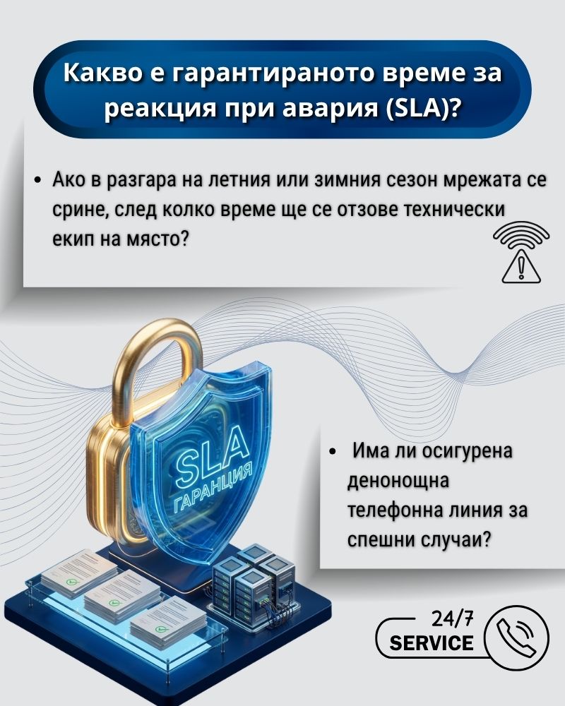 Какво е гарантираното време за реакция при авария (SLA)