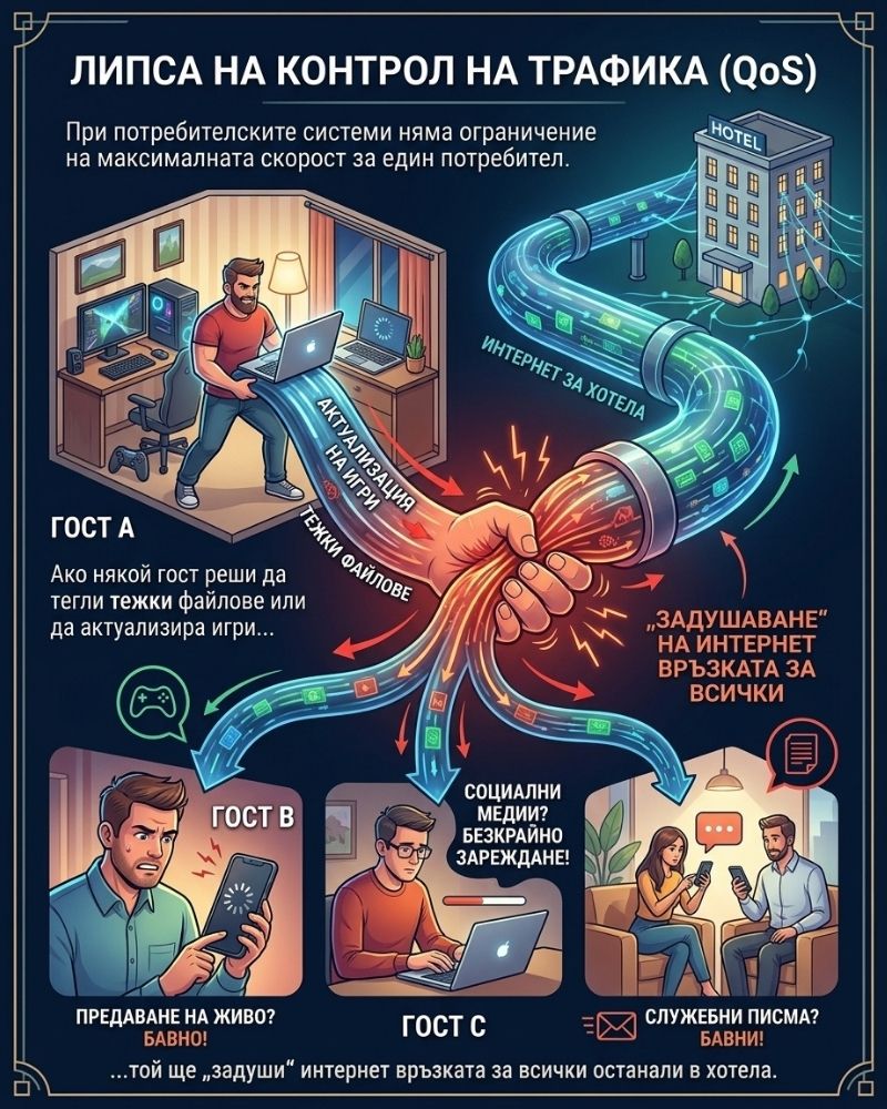 Липса на контрол на трафика (QoS)