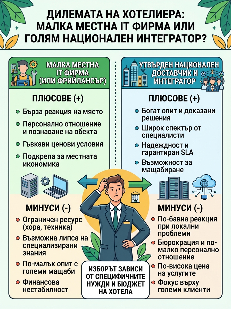Локален IT партньор или национален доставчик за хотел