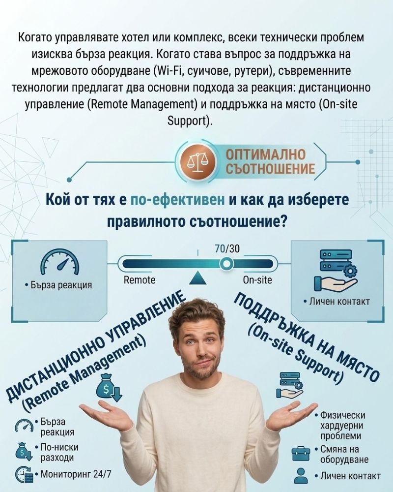 дистанционно управление и поддръжка на място