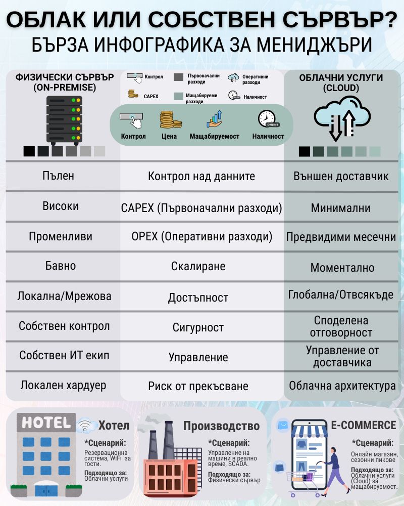Облак или Собствен сървър?