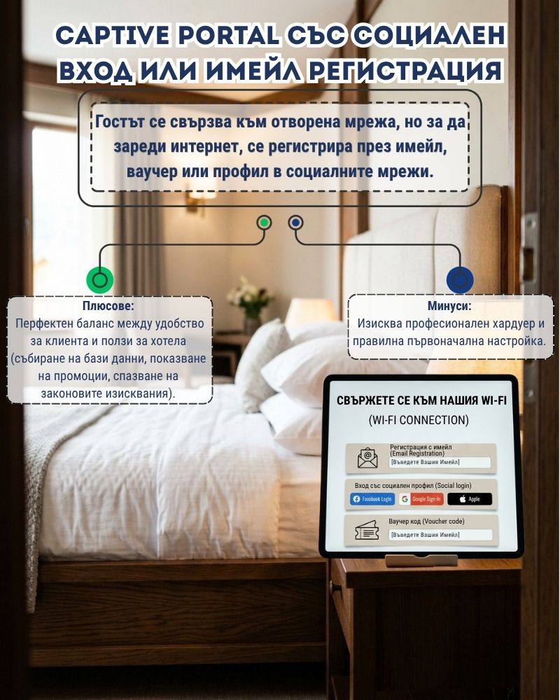 Captive Portal със социален вход или имейл регистрация
